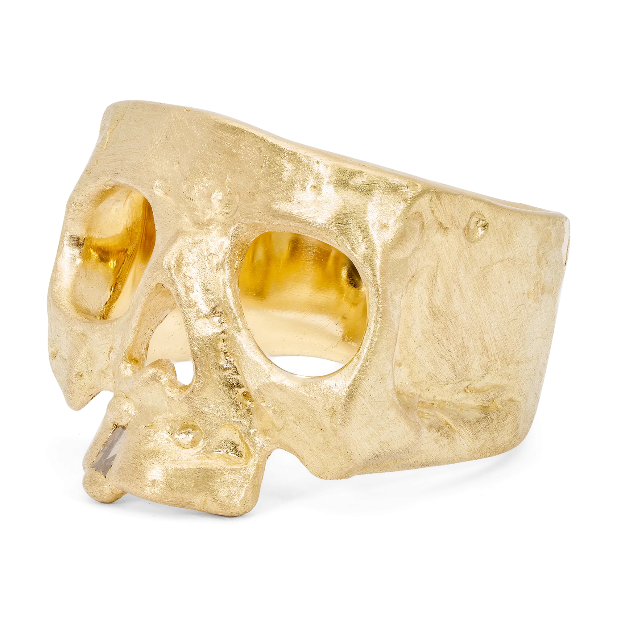 Diamond Snaggletooth Skull Ring - Made to Order