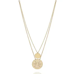 Double Wrap Disc & Medallion Necklace