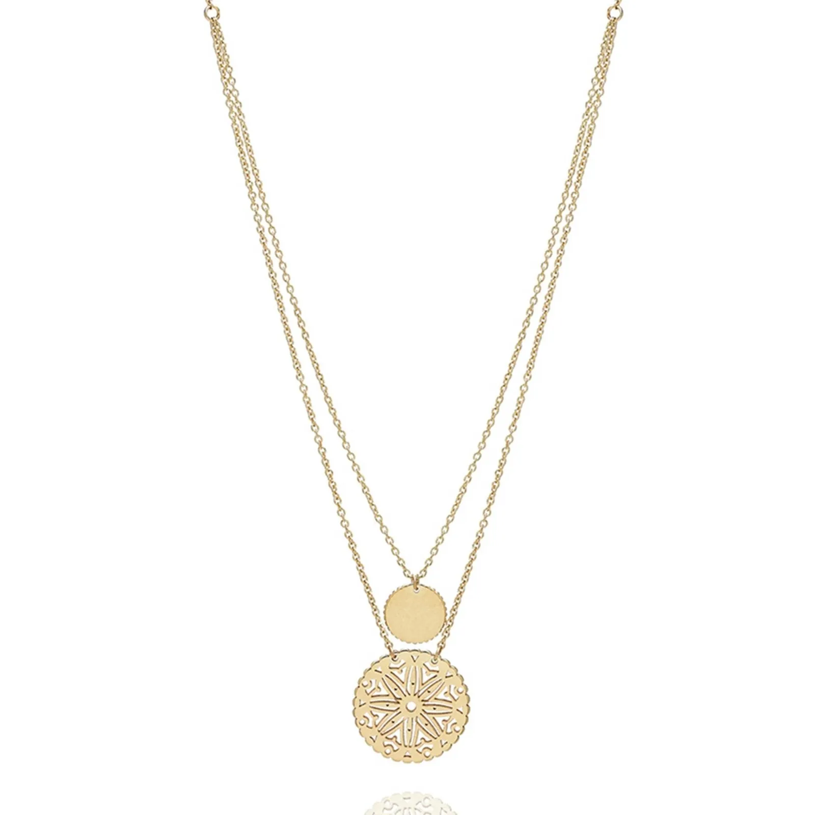 Double Wrap Disc & Medallion Necklace