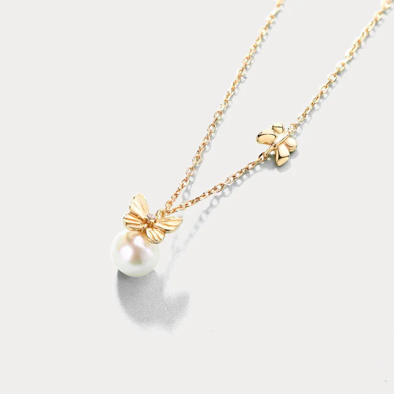 Dream Catching Butterfly Pearl Necklace