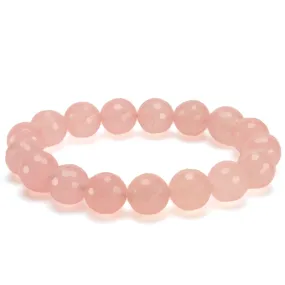 Faceted Rose Quartz 12mm Gemstone Bead Elastic Bracelet