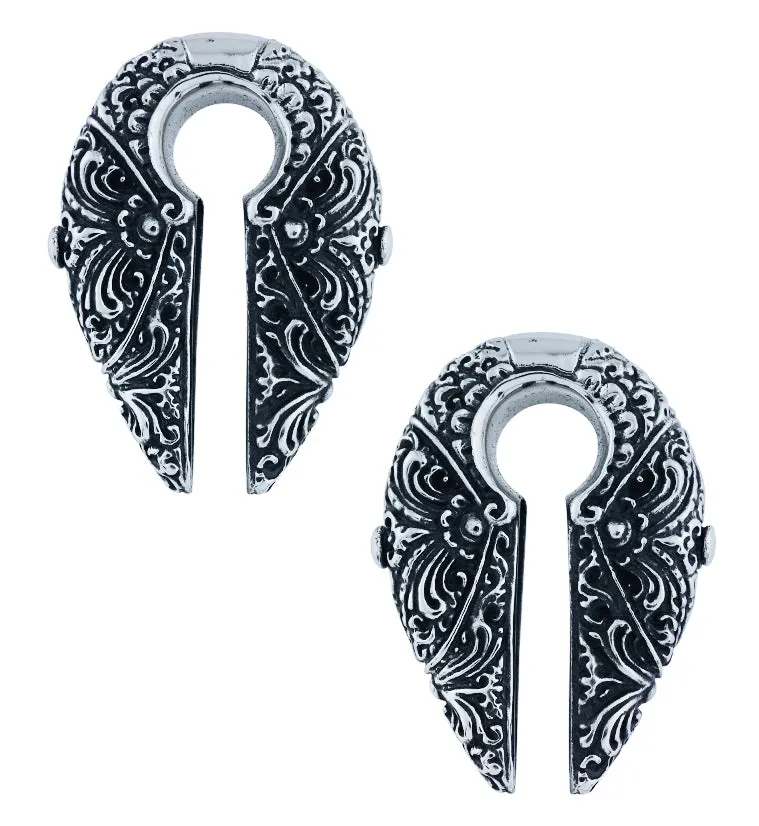 Filigree Keyhole White Brass Ear Weights