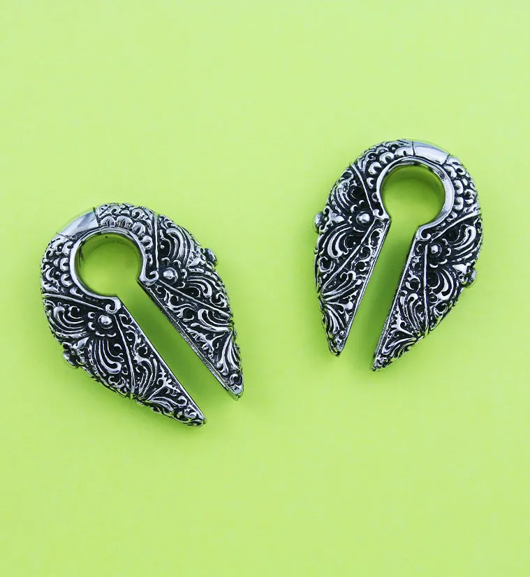 Filigree Keyhole White Brass Ear Weights