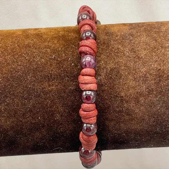 Garnet Leather Bracelet