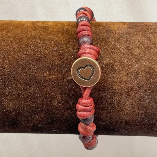 Garnet Leather Bracelet