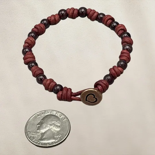 Garnet Leather Bracelet