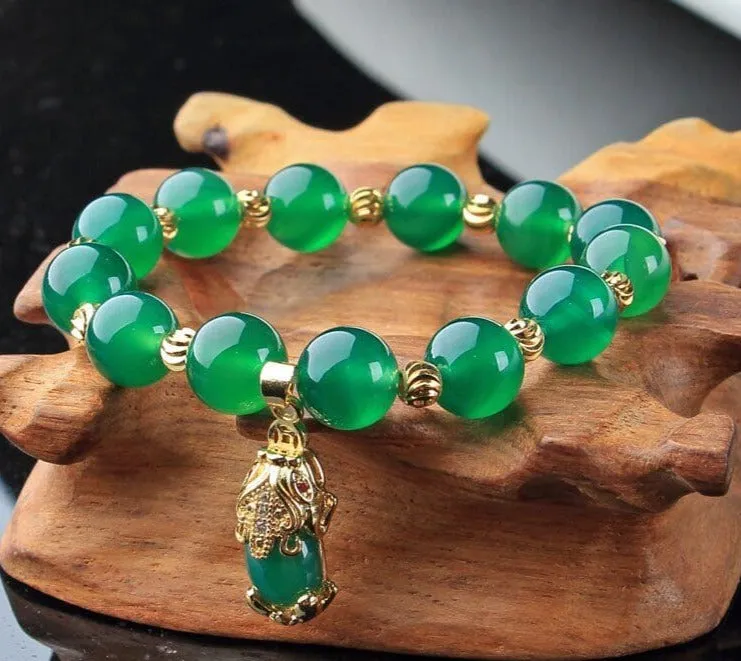 Genuine Natural Green Jade Chrysoprase Bracelet