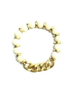 Gold and Wood Stretch Bracelet