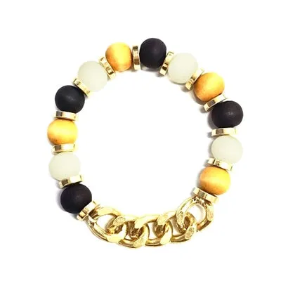 Gold and Wood Stretch Bracelet