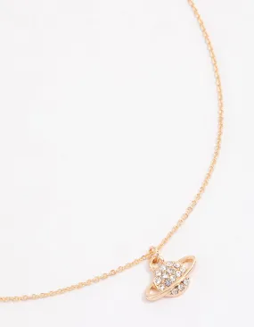 Gold Dainty Planet Pendant Necklace