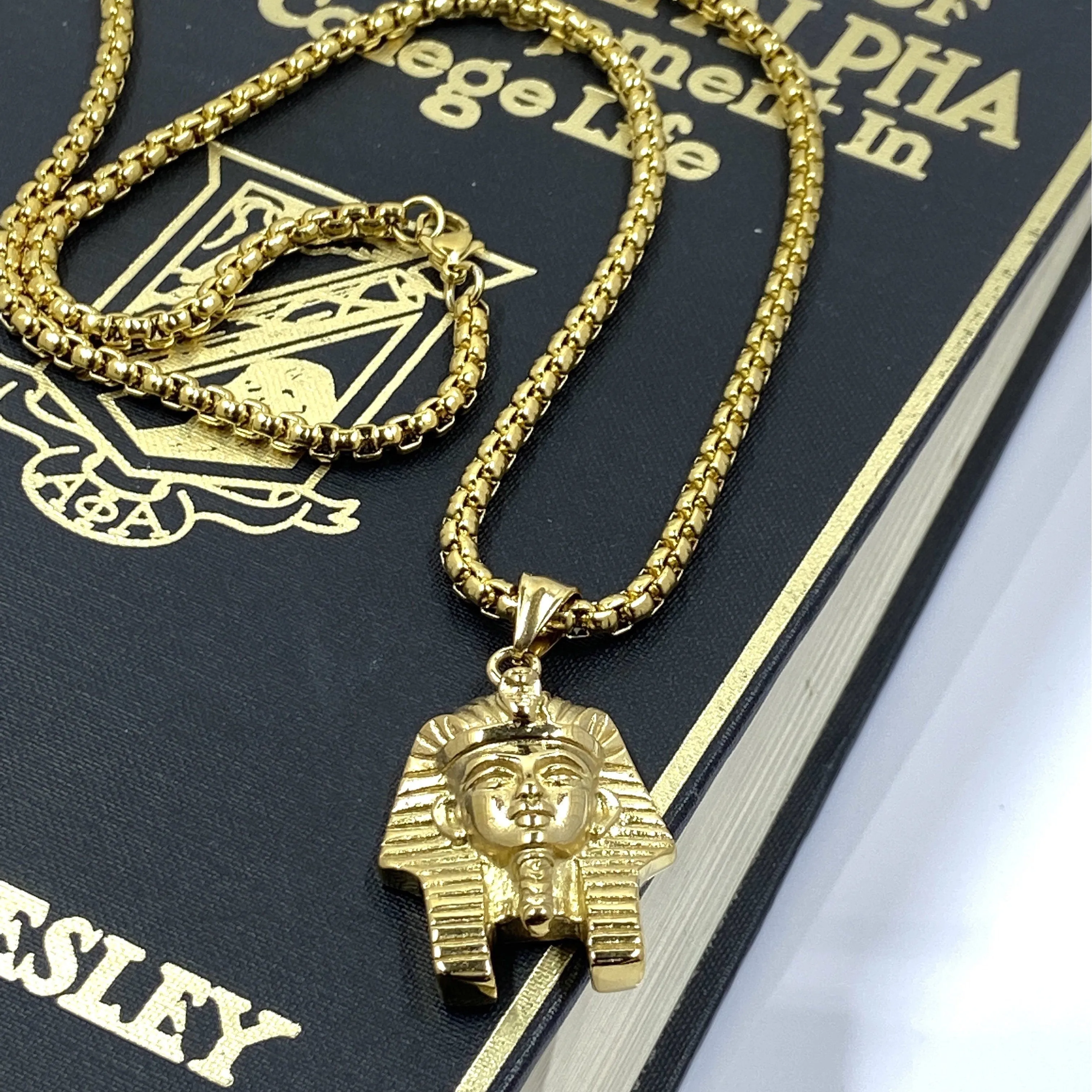 Gold Sphinx Pendant and Necklace