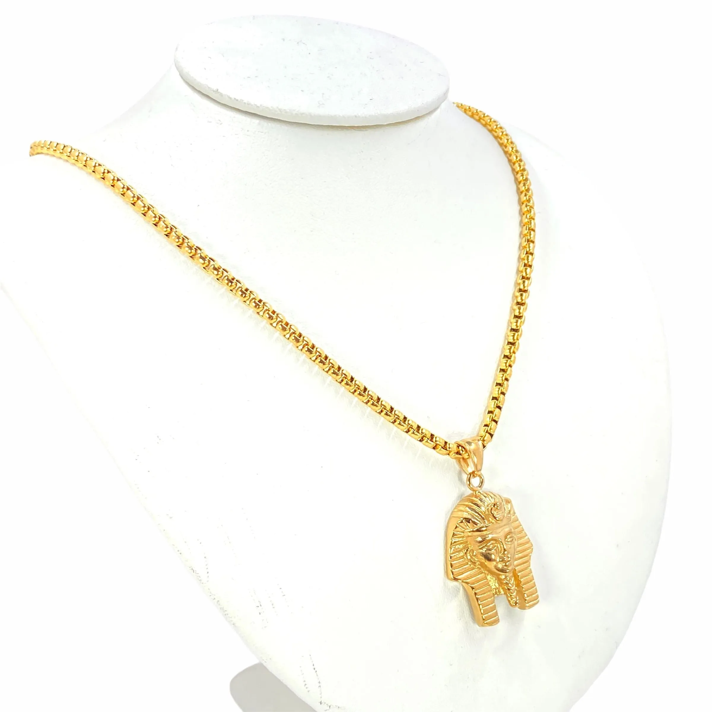 Gold Sphinx Pendant and Necklace