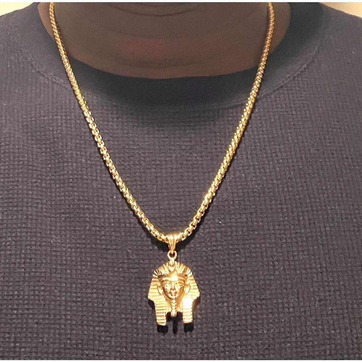 Gold Sphinx Pendant and Necklace