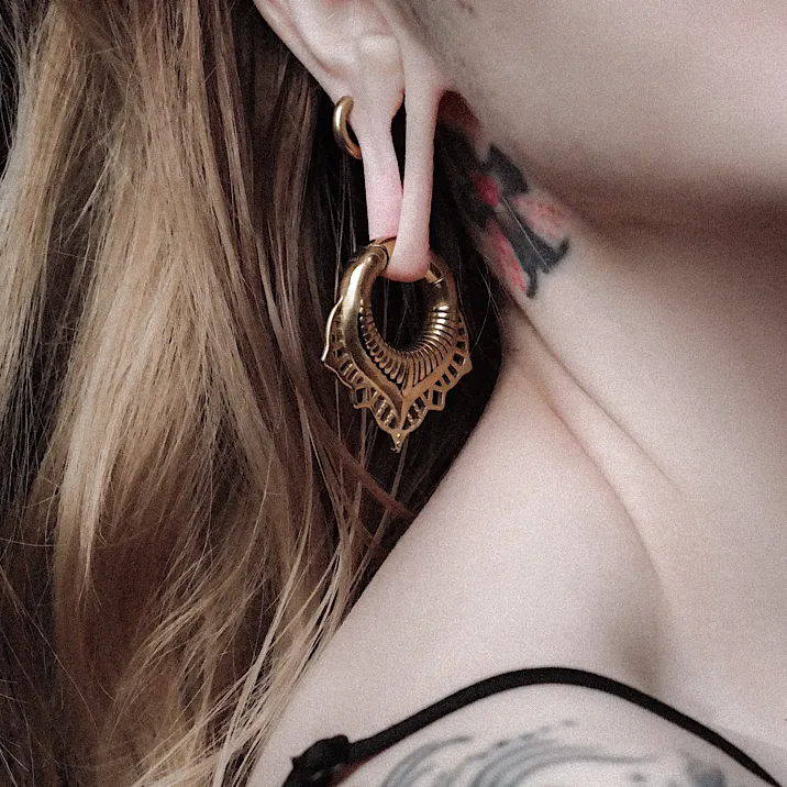 Golden Mandala Clicker Ear Weights