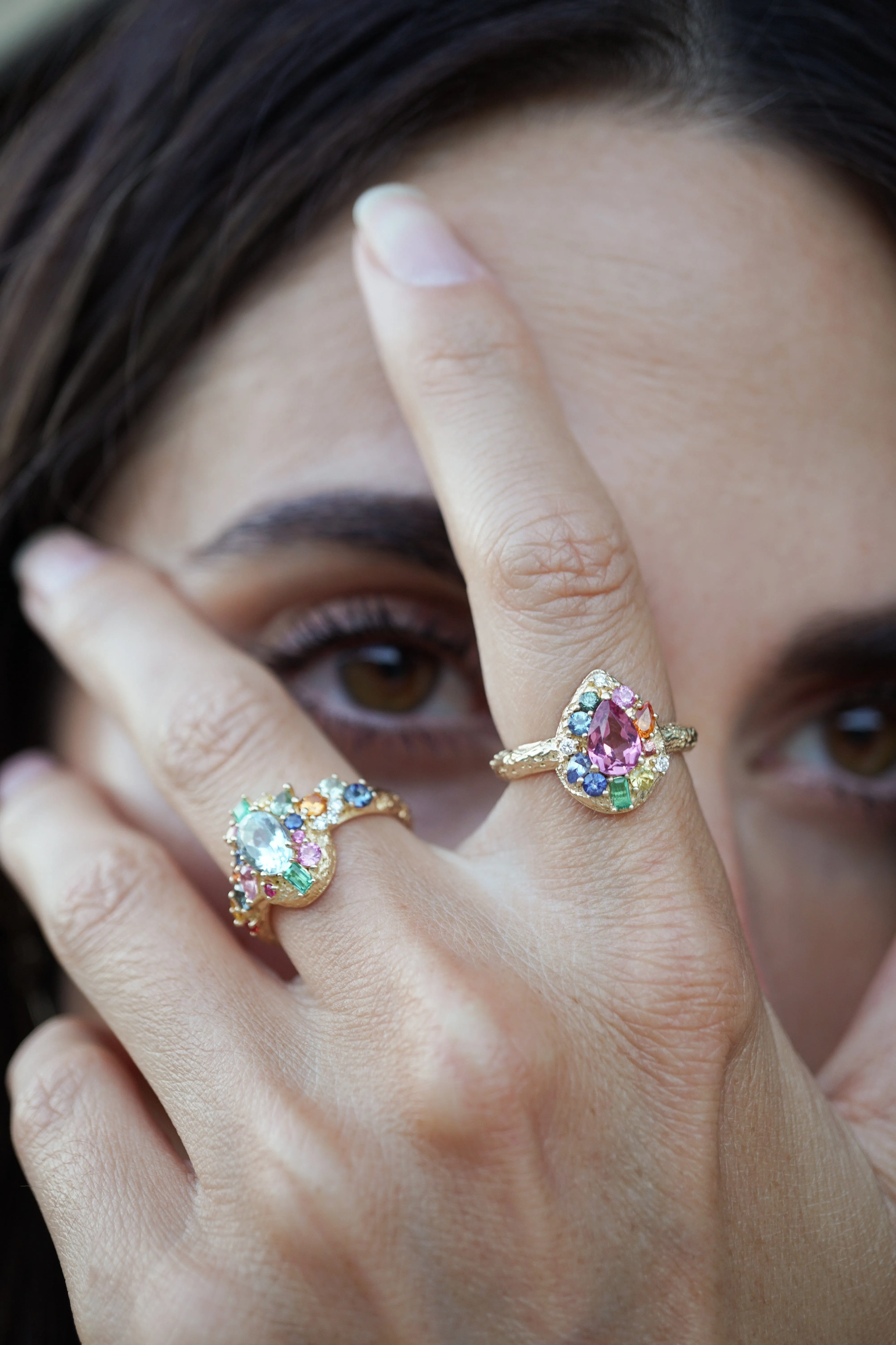 Gradient Rainbow Pear Ring