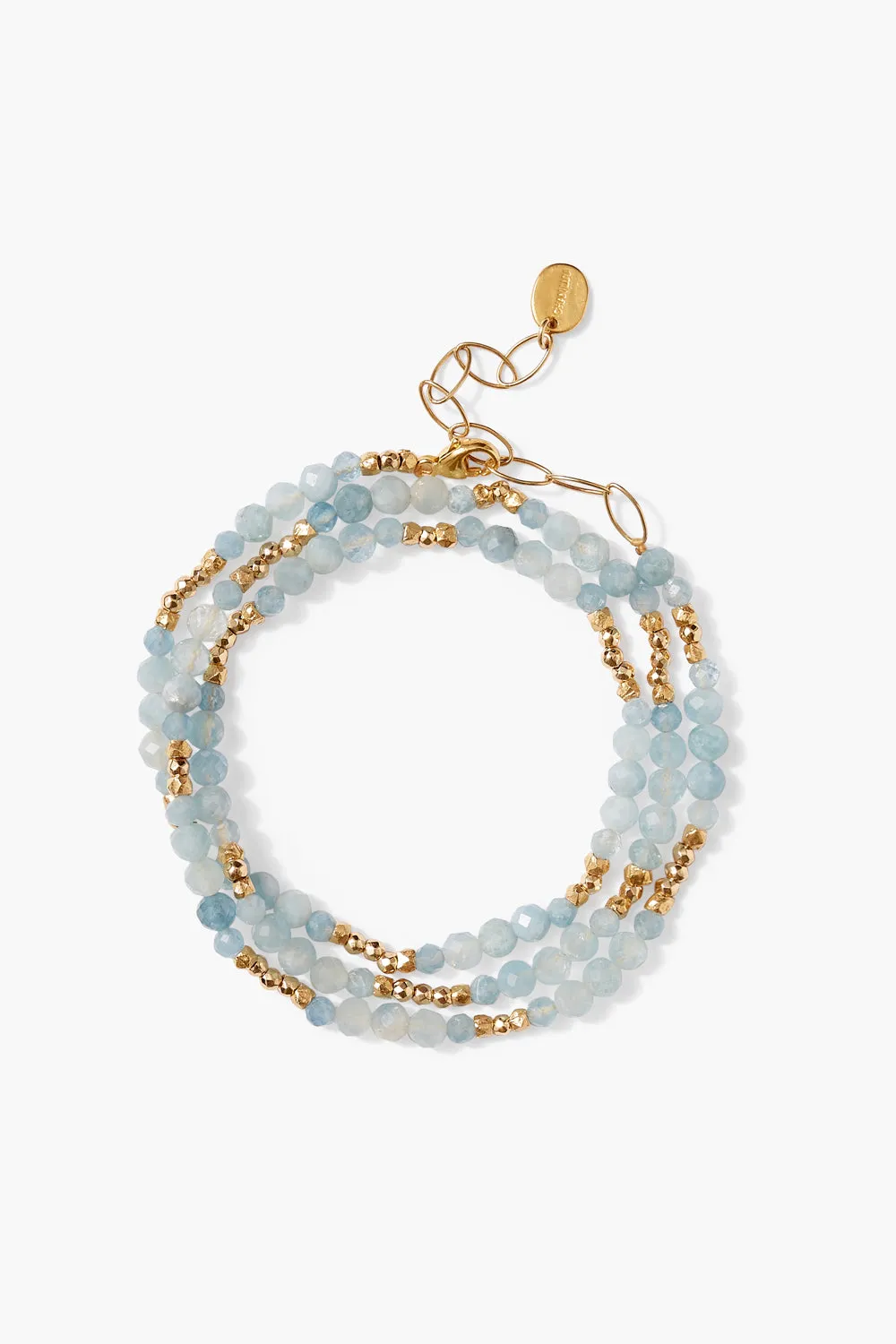 Granada Triple Naked Wrap Bracelet Aquamarine Gold