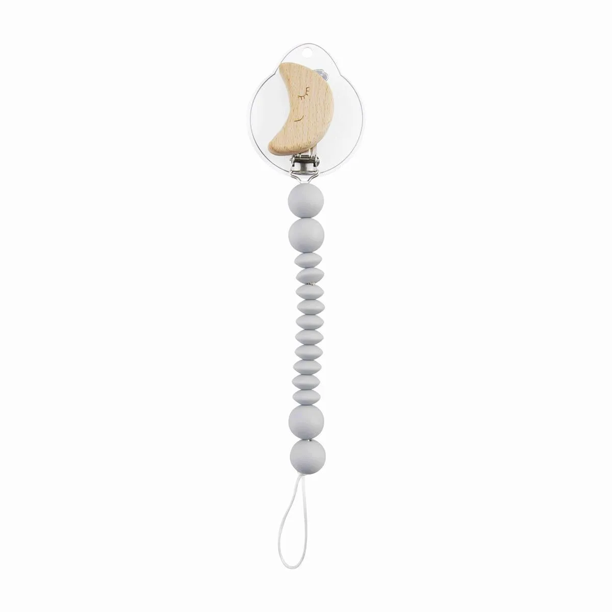 Gray Moon Wood & Silicone Pacy Clip