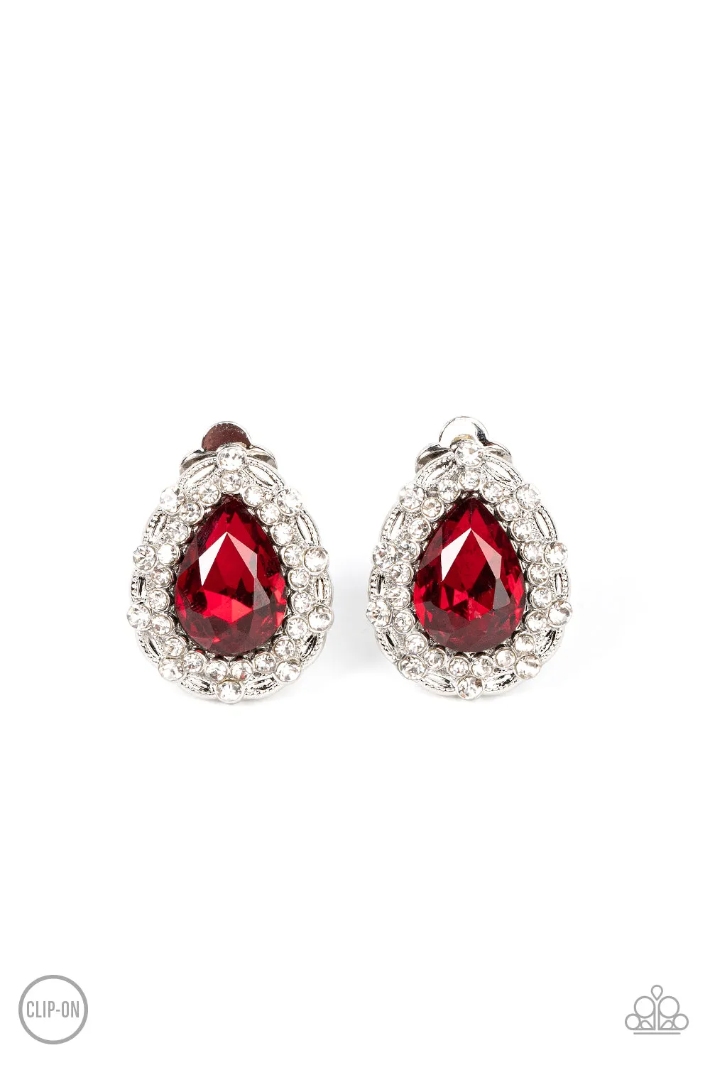 Haute Happy Hour - Red Clip-On Earring