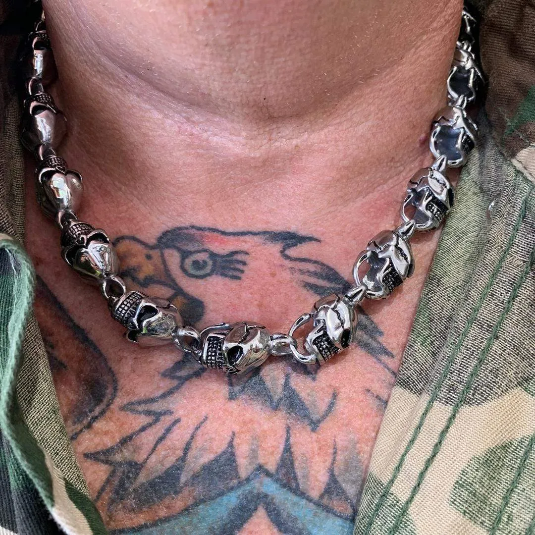 Hell Ride 1 - Skull Necklace - Galvanized Stainless Steel