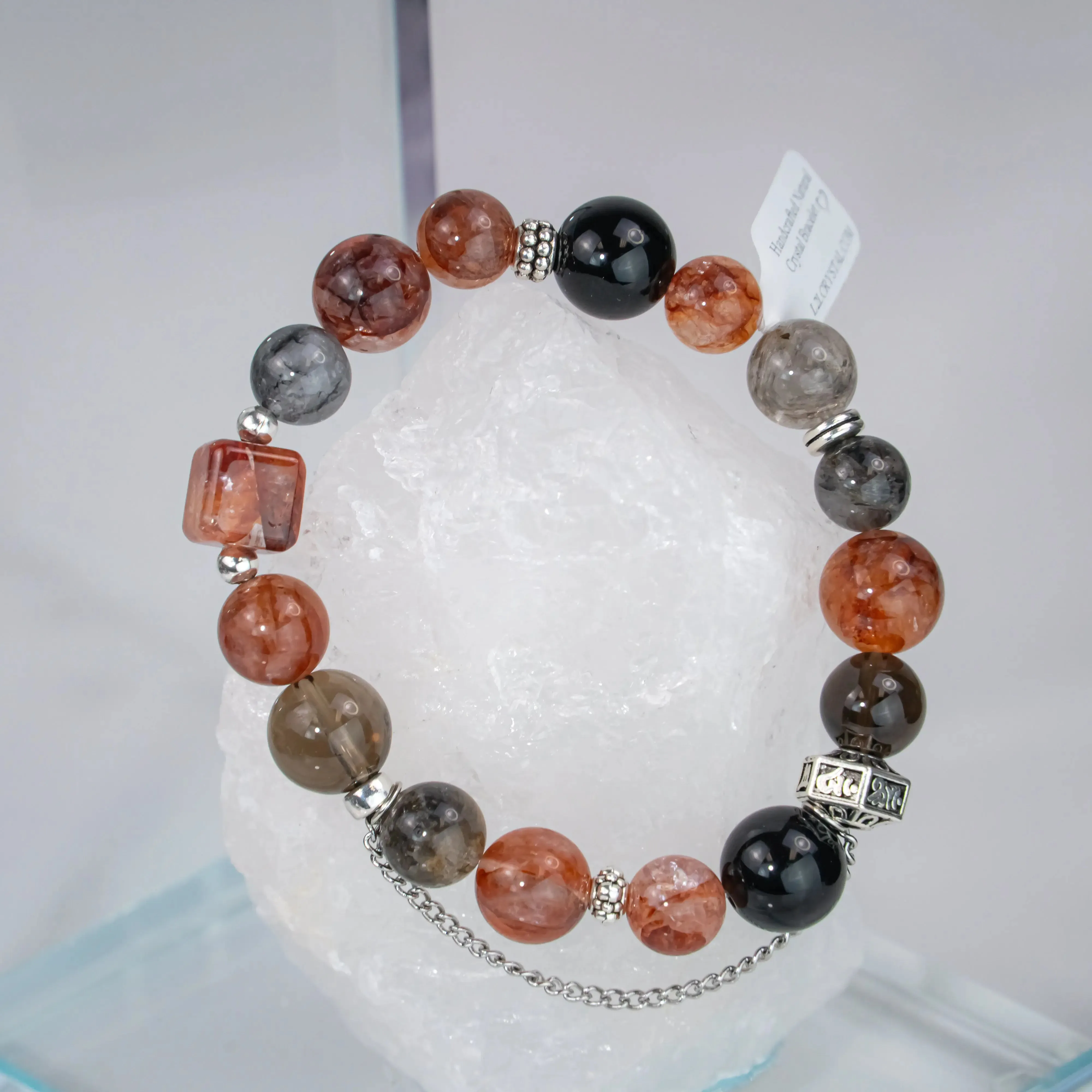 Herkimer Diamond Red Hematoid Quartz Bracelet