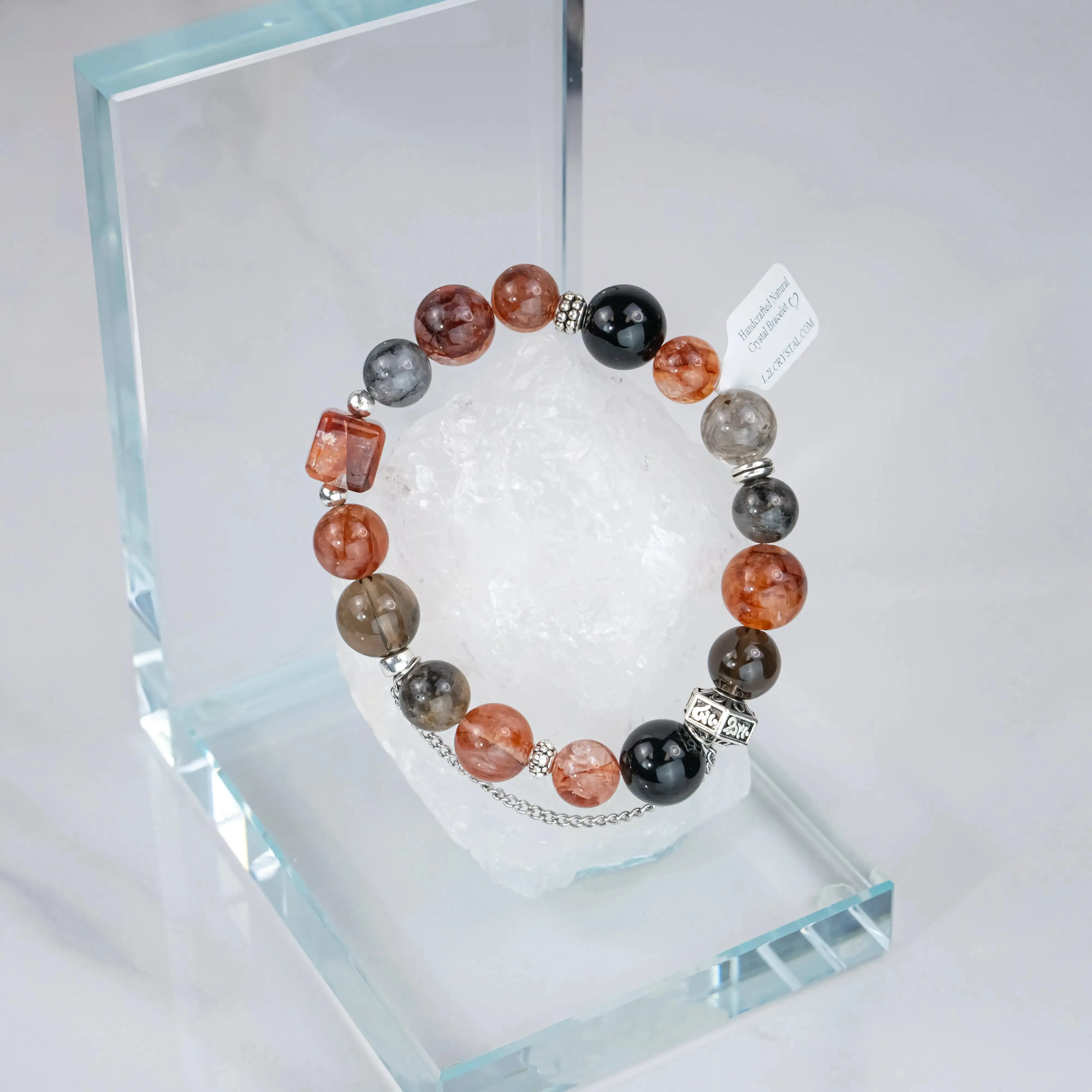 Herkimer Diamond Red Hematoid Quartz Bracelet