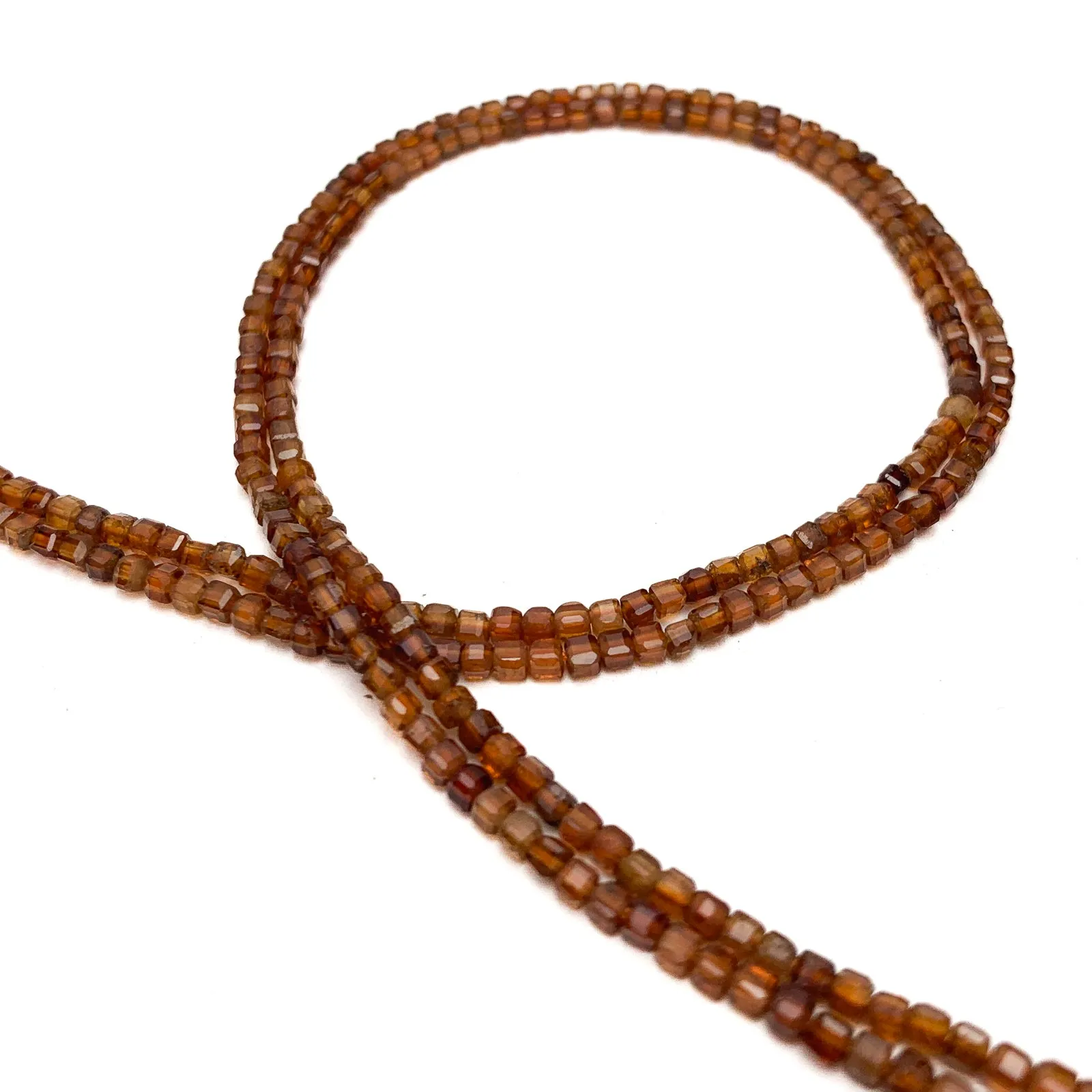 Hessonite Garnet 2.5mm Faceted Cubes Bead Strand