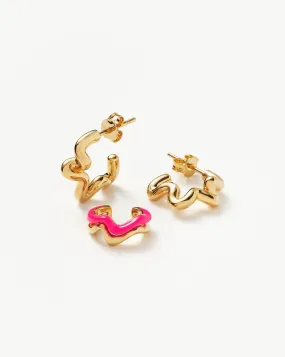 Hot Pink Squiggle Earring Set | 18ct Gold Plated Vermeil/Hot Pink