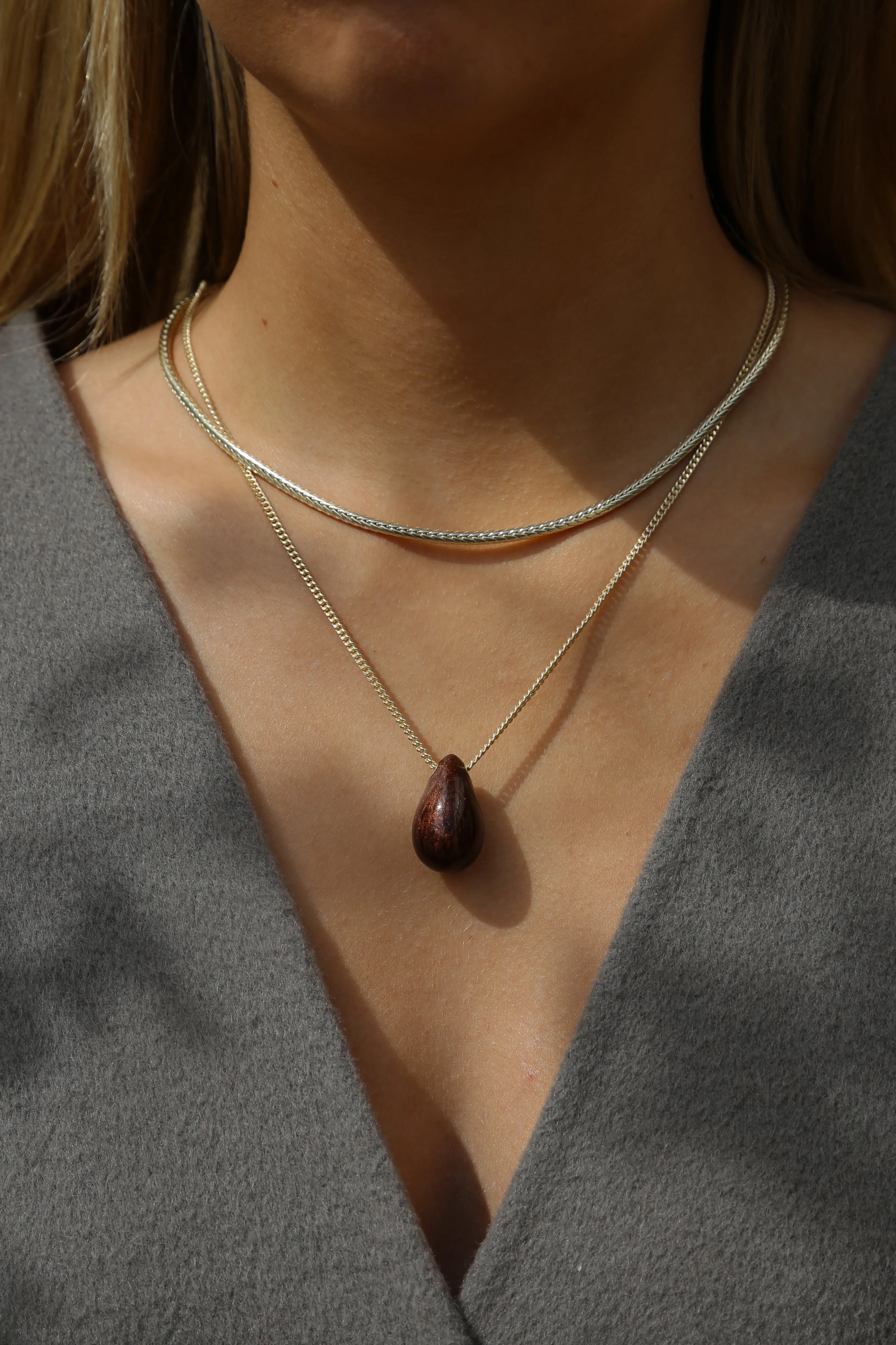 Hush Necklace Brown Shimmer Enamel