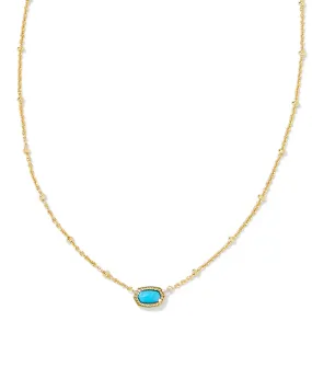 Kendra Scott Mini Elisa Oval Satellite Chain Pendant Necklace in Turquoise Blue Magnesite and Gold