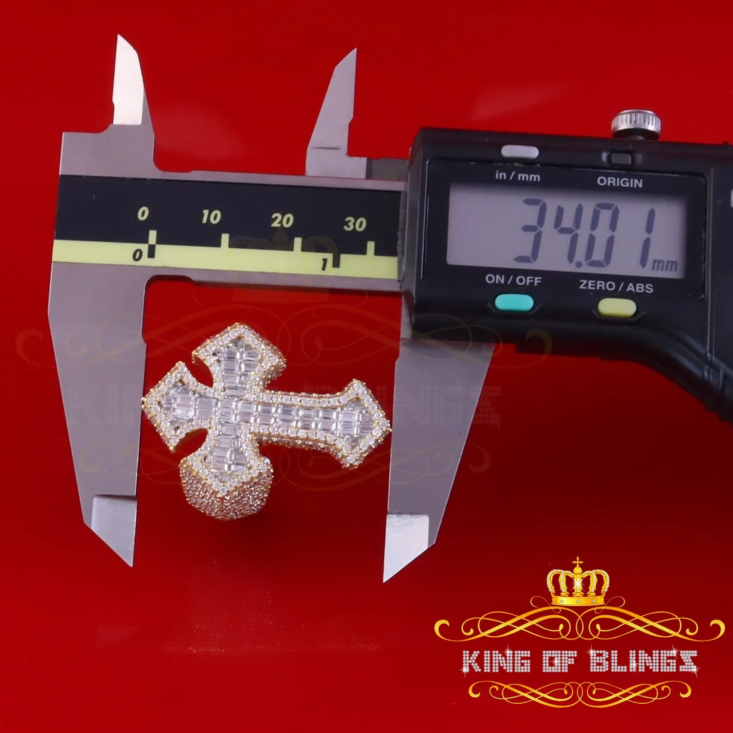 King of Bling's New Yellow Cross Rings Size 10 Men's 925 Sterling Silver 6.0ct VVS D Moissanite