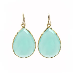 Large Aqua Chalcedony Drop Earrings