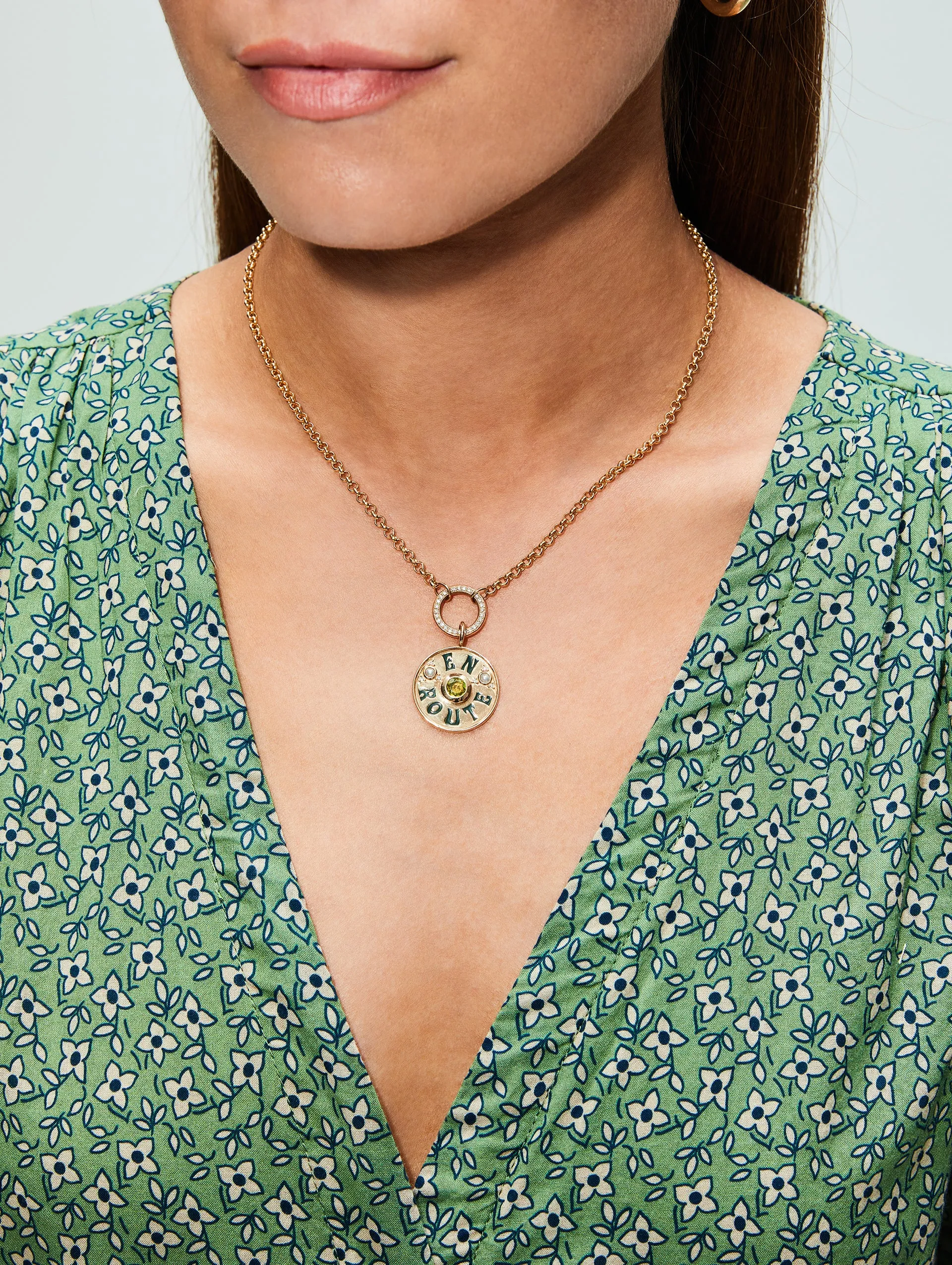 Large En Route Peridot Coin Necklace