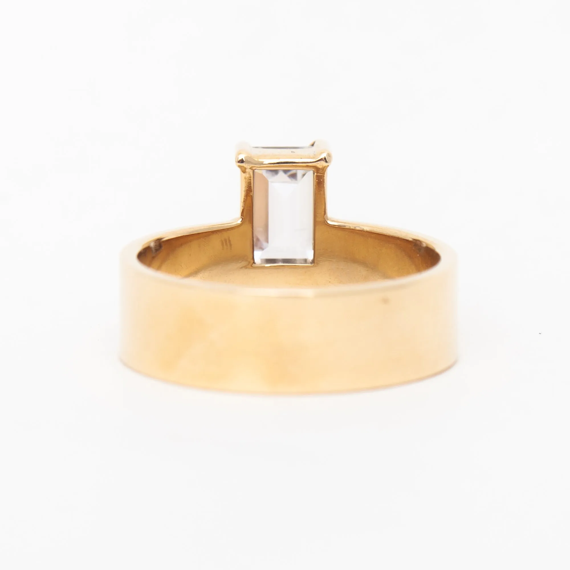 Large Vertical Emerald-Cut Diamond Monolith Ring