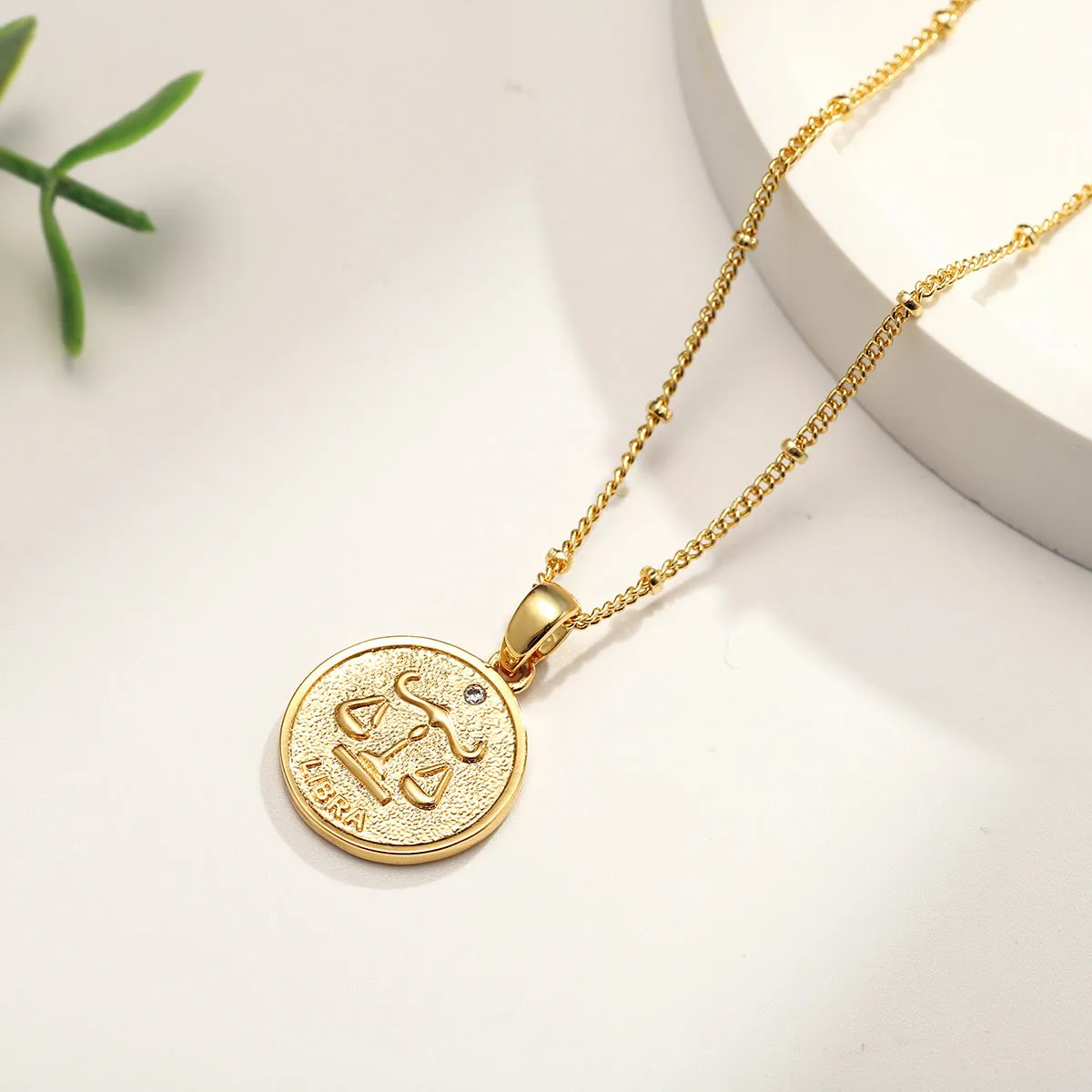 Libra Constellation Coin Pendant Necklace