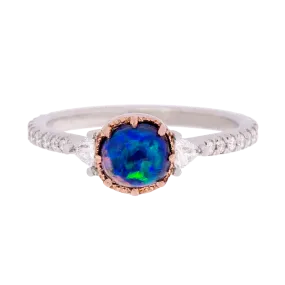 Lightning Ridge Black Opal and Diamond Ring