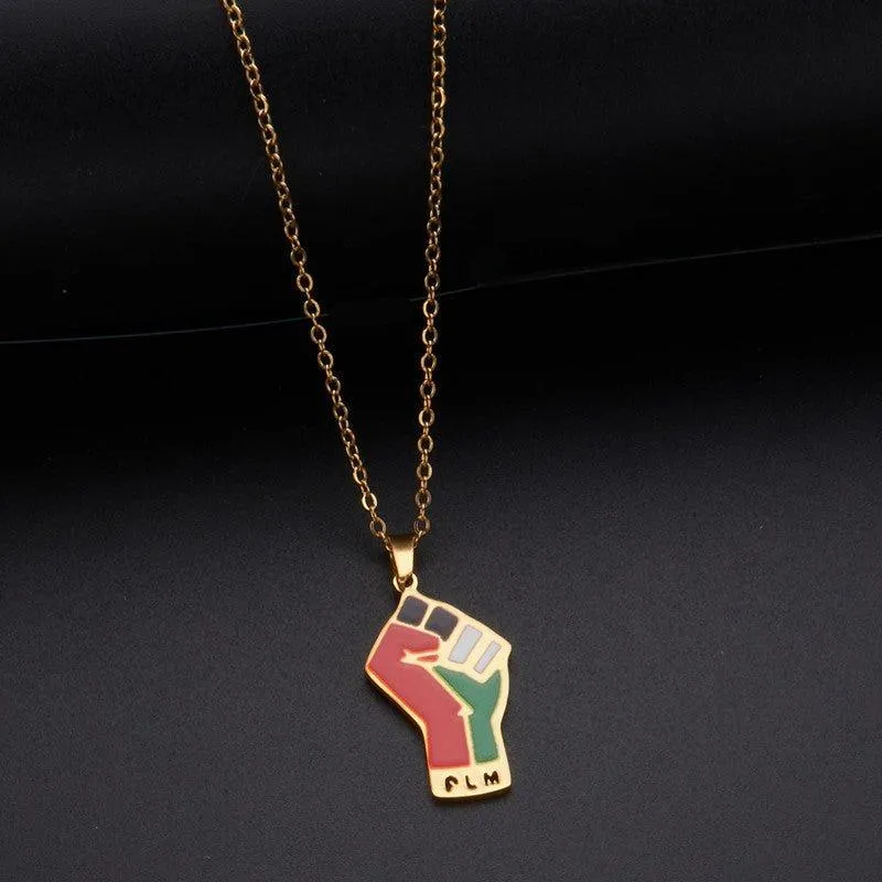 MAC100 Stainless Steel Vintage keffiyeh Palestine Map Pendant Necklace