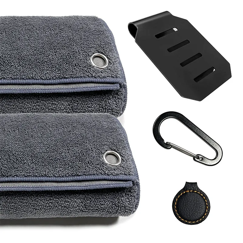 Magnetic Golf Towel (2Pcs Golf Towel With Carabiner Clip & Magnet & Metal Clip )