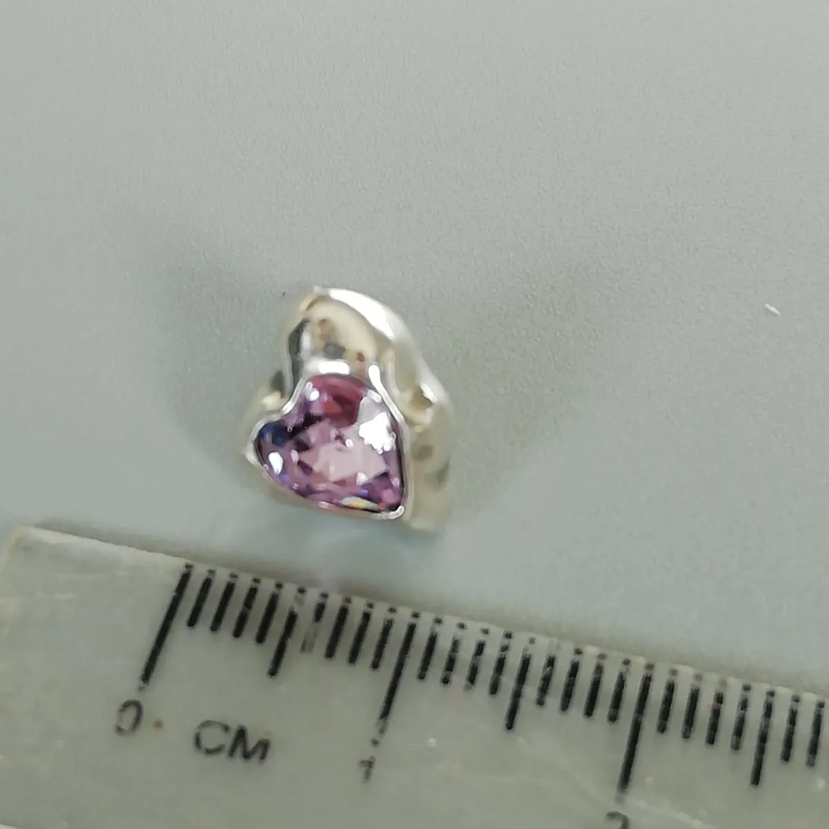 Mauve Cz heart stud | Sterling silver cubic zirconia ear studs | Simple ear studs | E1044