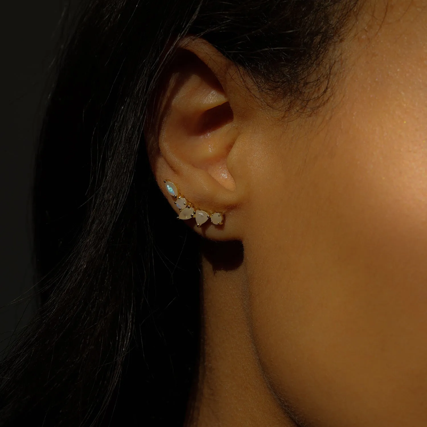 Mini Wing Ear Climbers | Moonstone