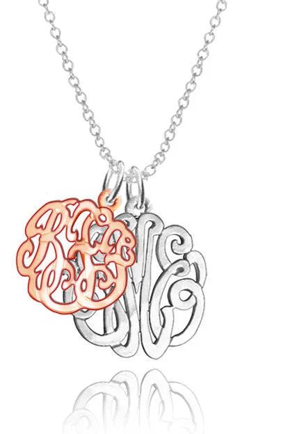 Mixed Metal Double Monogram Necklace