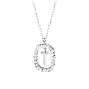 Moissanite Letter T Dangle Pendant Necklace