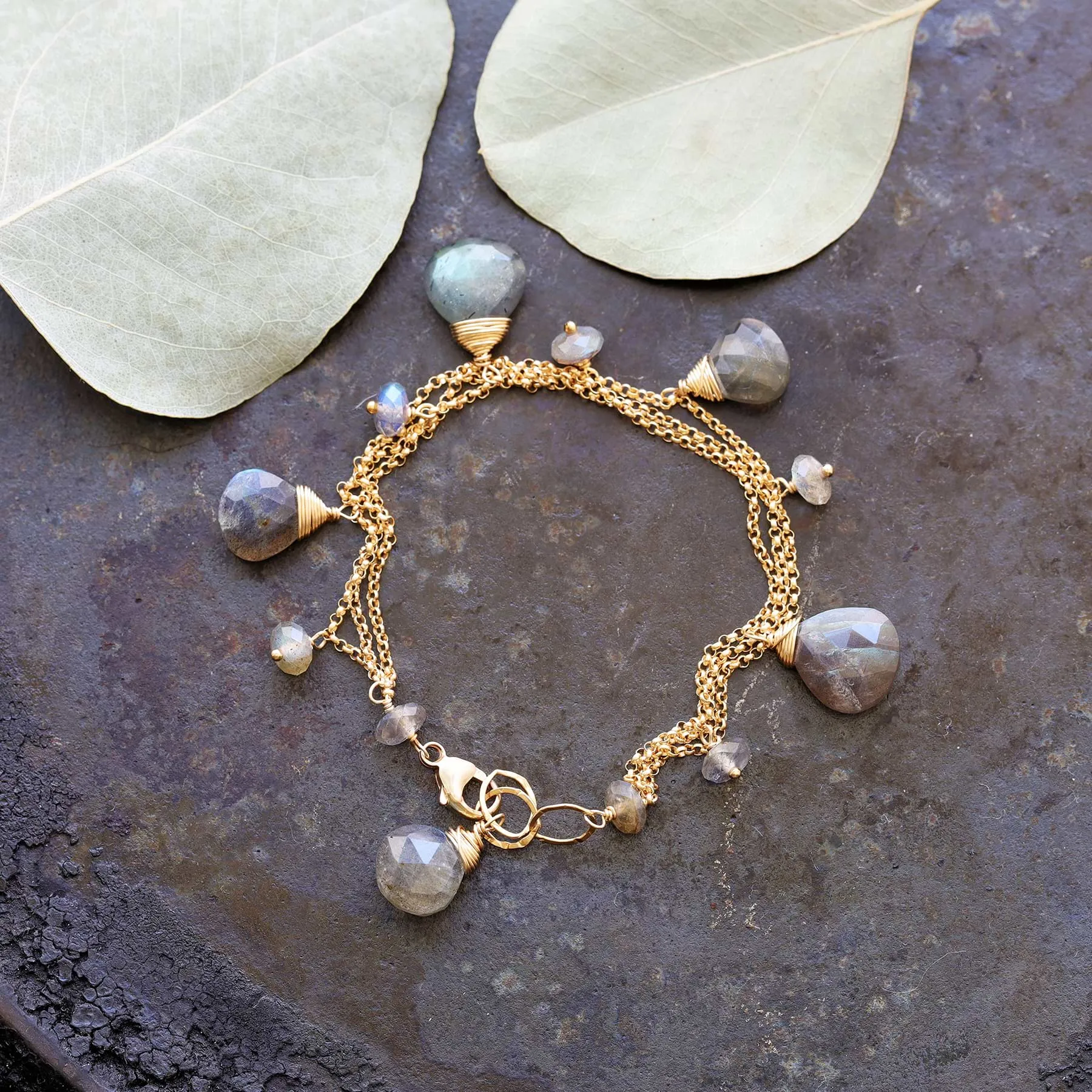 Munich - Labradorite Gold Charm Bracelet