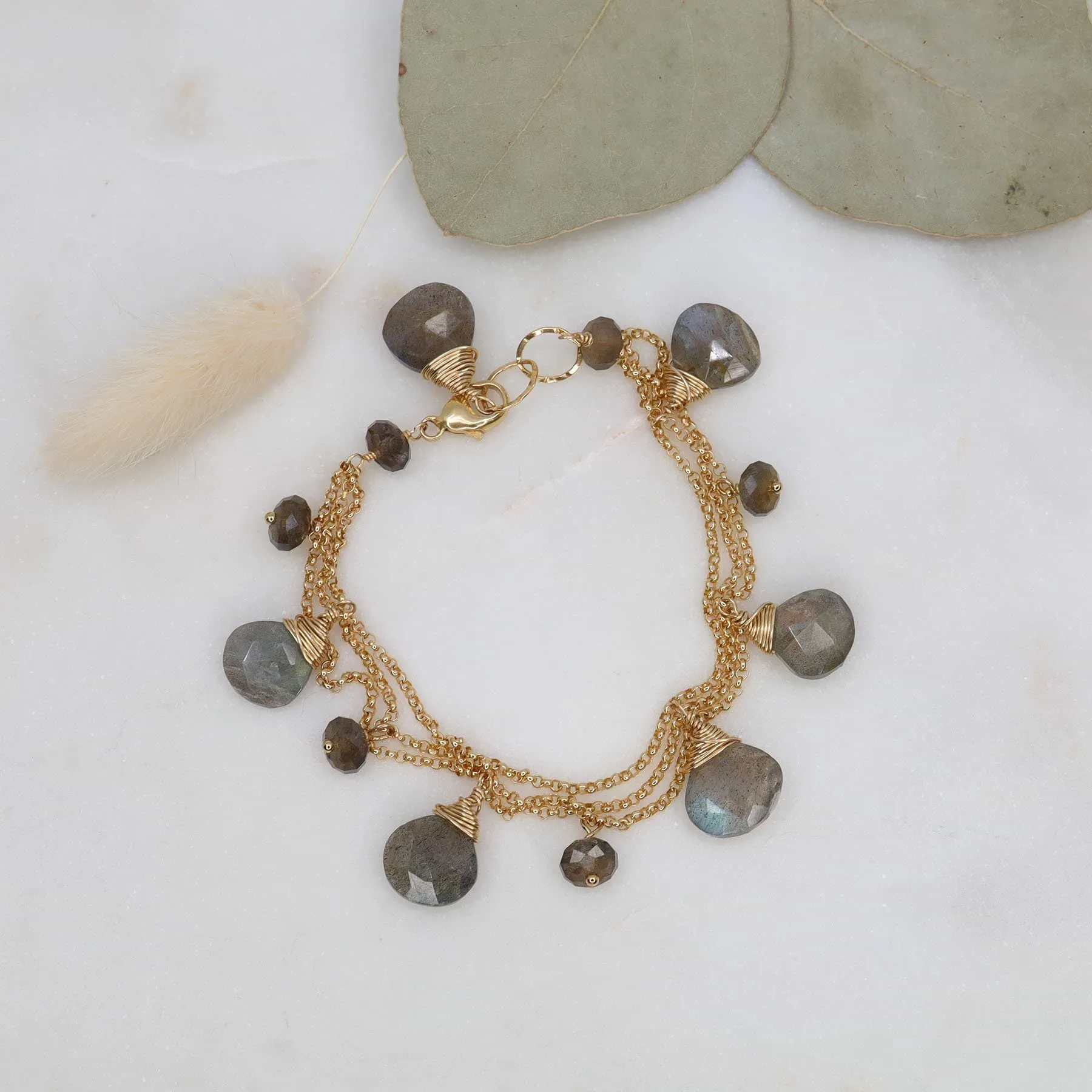 Munich - Labradorite Gold Charm Bracelet