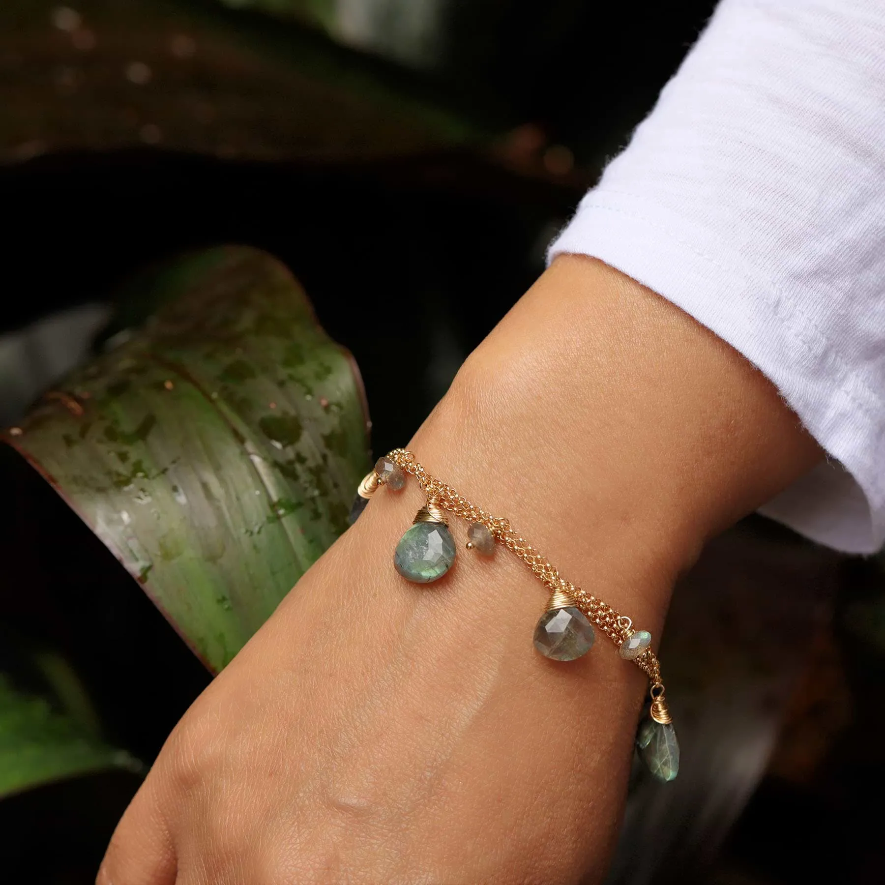 Munich - Labradorite Gold Charm Bracelet