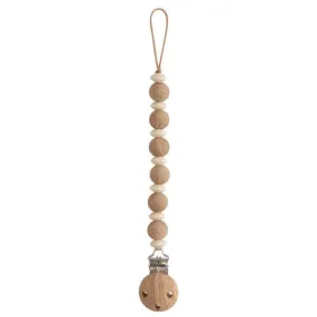 Mushie Luna Pacifier Clip - Faux Wood