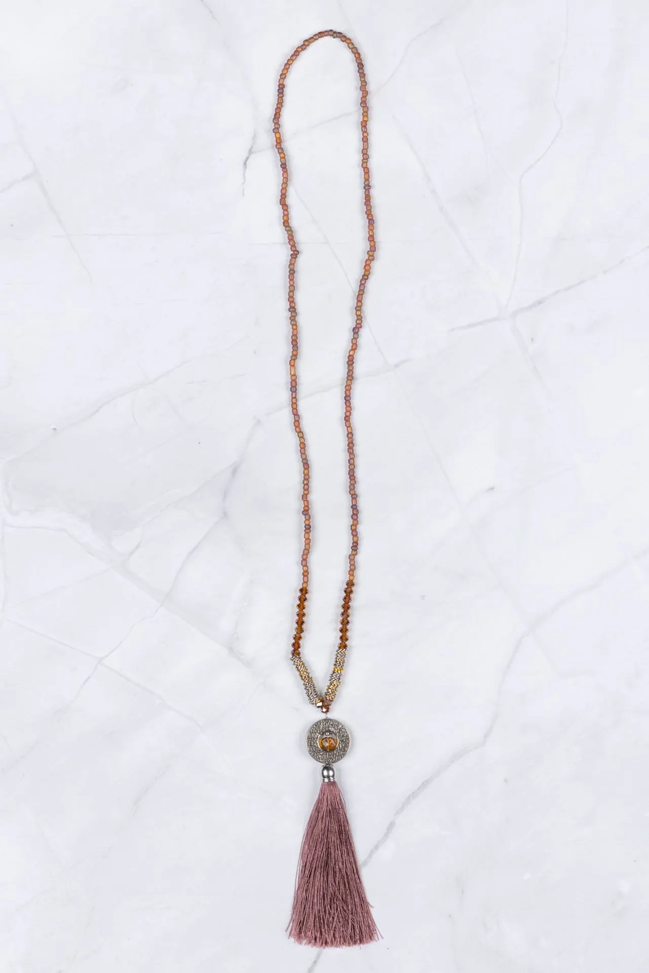 Musk Circle Pendant Tassel Necklace