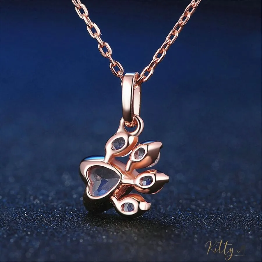 Natural Rose Quartz Cat Paw Necklace (14K Rose Gold Plated)