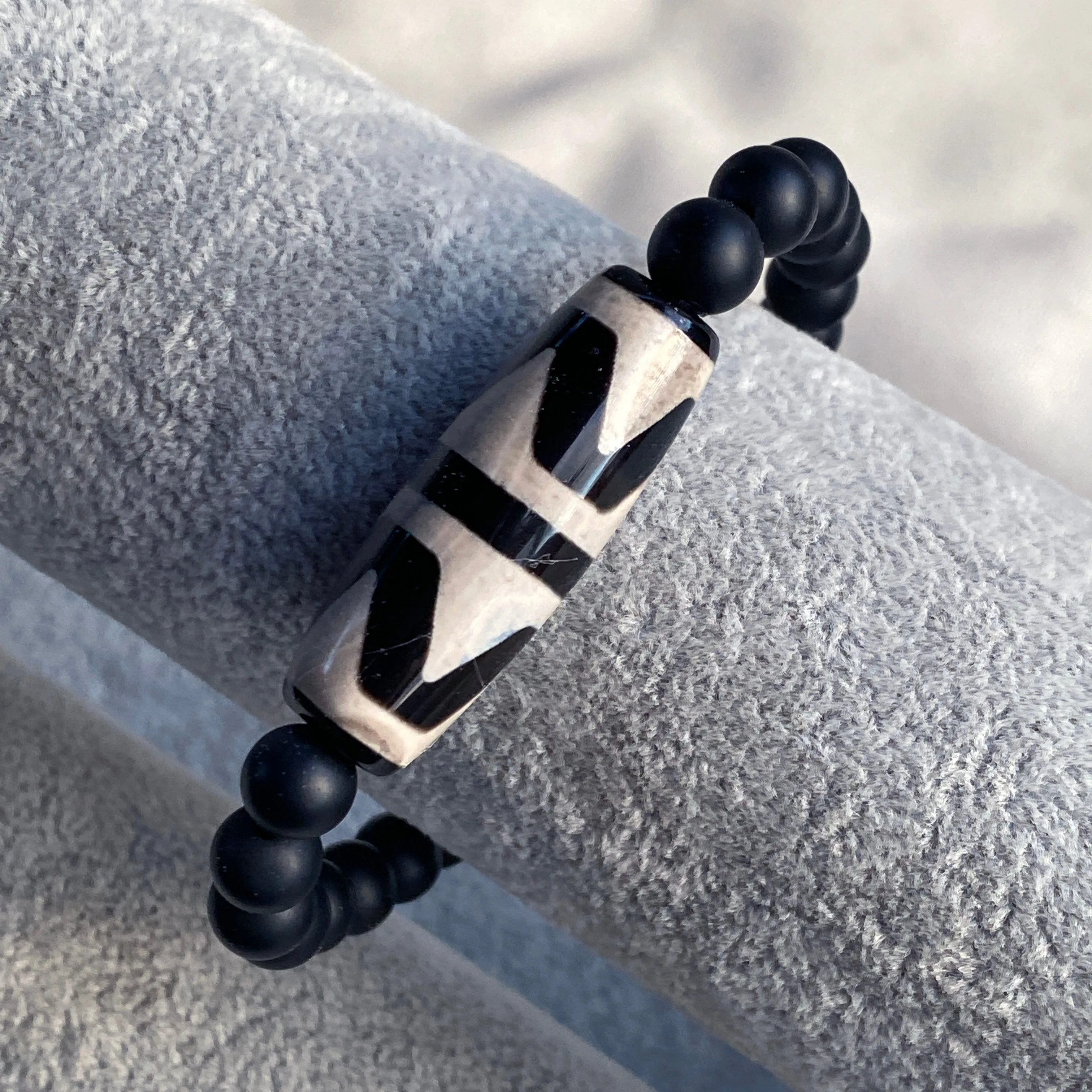 Onyx and Tibetan Agate Bracelet