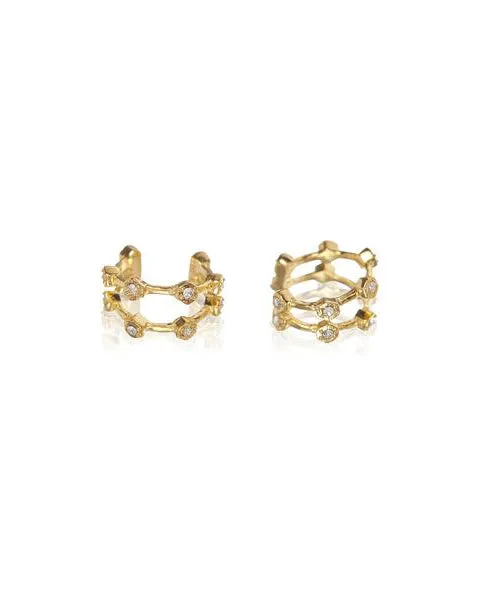 Pave Hex Ear Cuff - Gold