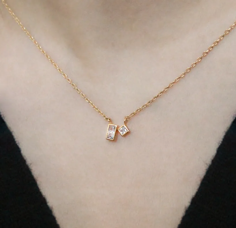 Petite Bezel CZ Necklace in gold by Secretbox